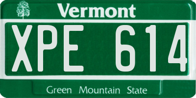 VT license plate XPE614