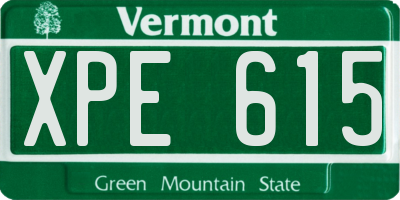 VT license plate XPE615