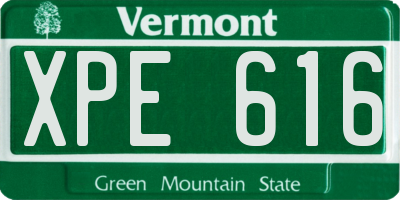 VT license plate XPE616