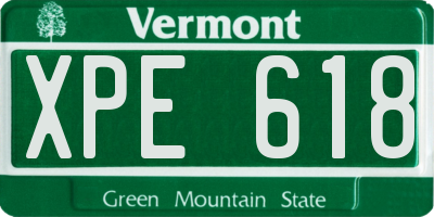 VT license plate XPE618