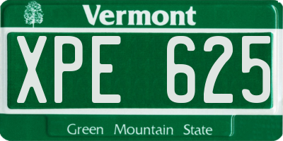 VT license plate XPE625