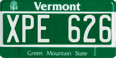 VT license plate XPE626
