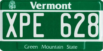 VT license plate XPE628