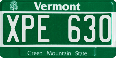 VT license plate XPE630