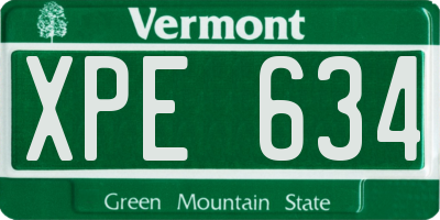 VT license plate XPE634