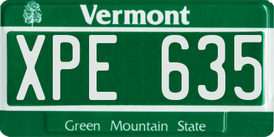 VT license plate XPE635