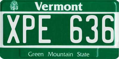 VT license plate XPE636