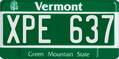 VT license plate XPE637