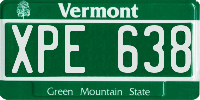 VT license plate XPE638