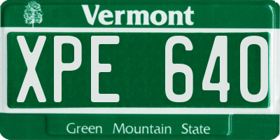 VT license plate XPE640