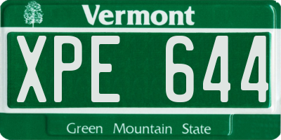 VT license plate XPE644
