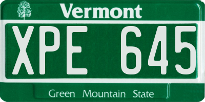VT license plate XPE645