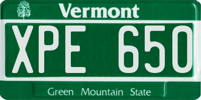 VT license plate XPE650