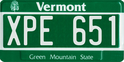 VT license plate XPE651