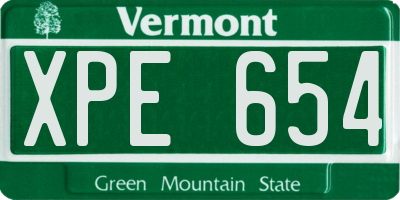 VT license plate XPE654