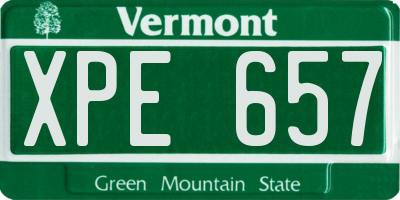 VT license plate XPE657