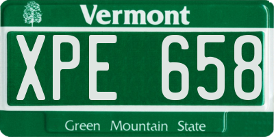 VT license plate XPE658