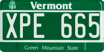VT license plate XPE665