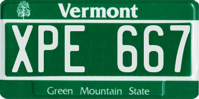 VT license plate XPE667