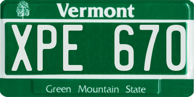 VT license plate XPE670