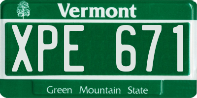 VT license plate XPE671