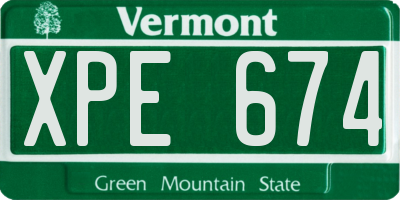 VT license plate XPE674