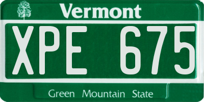 VT license plate XPE675