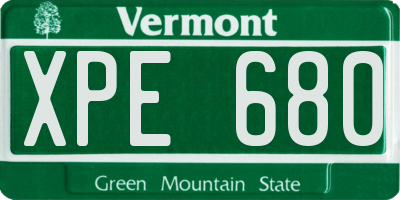 VT license plate XPE680