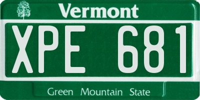 VT license plate XPE681