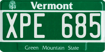 VT license plate XPE685