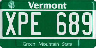 VT license plate XPE689