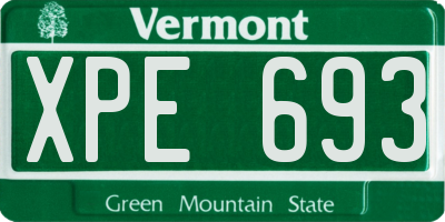 VT license plate XPE693