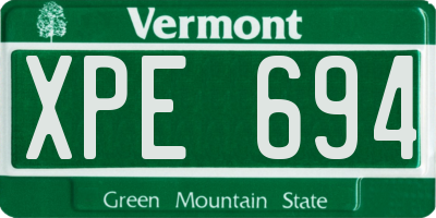VT license plate XPE694