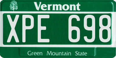 VT license plate XPE698