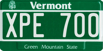 VT license plate XPE700