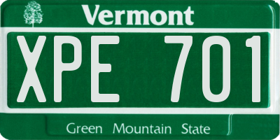 VT license plate XPE701