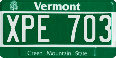 VT license plate XPE703