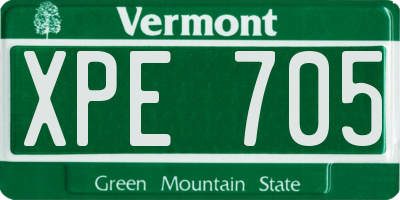 VT license plate XPE705