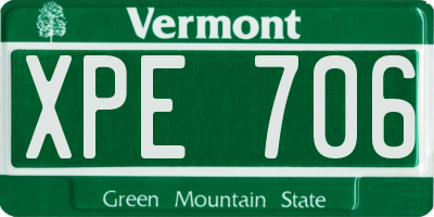 VT license plate XPE706