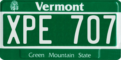 VT license plate XPE707
