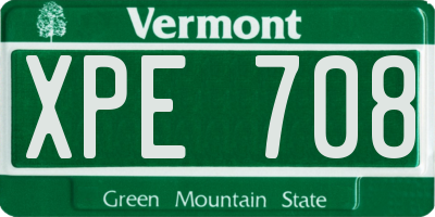 VT license plate XPE708