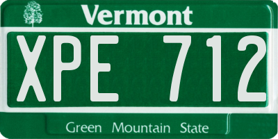 VT license plate XPE712