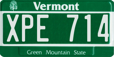 VT license plate XPE714