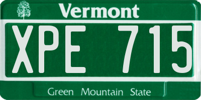 VT license plate XPE715