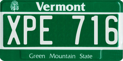 VT license plate XPE716