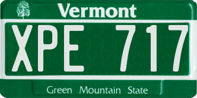 VT license plate XPE717