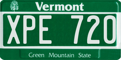 VT license plate XPE720