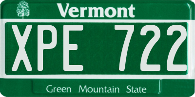 VT license plate XPE722