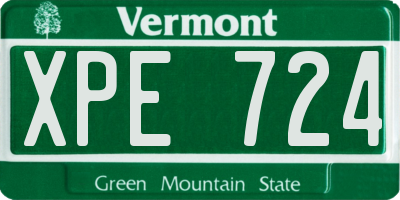 VT license plate XPE724