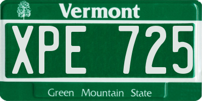 VT license plate XPE725